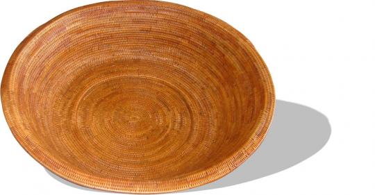 Schlichter runder Brotkorb aus Ate-Ate, handgeflochten mit 19 cm Durchmesser und 6 cm Höhe, ideal für eine stilvolle Brotaufbewahrung.