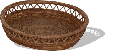 Ovaler handgeflochtener Brotkorb aus Ate-Ate mit durchbrochenen Stäben, in verschiedenen Größen erhältlich, ideal für eine stilvolle Brotaufbewahrung.