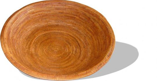 Schlichter runder Brotkorb aus Ate-Ate, handgeflochten mit 19 cm Durchmesser und 6 cm Höhe, ideal für eine stilvolle Brotaufbewahrung.